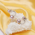 Double Pearl Earring 3 Colors Fasnhion Button Fresh Water Pearl Earrings